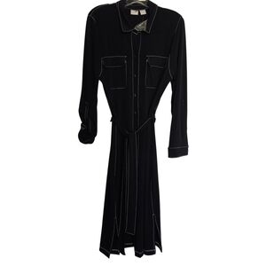 NWT Chico's Travelers Black Shirt Dress with White Stitching Size 2